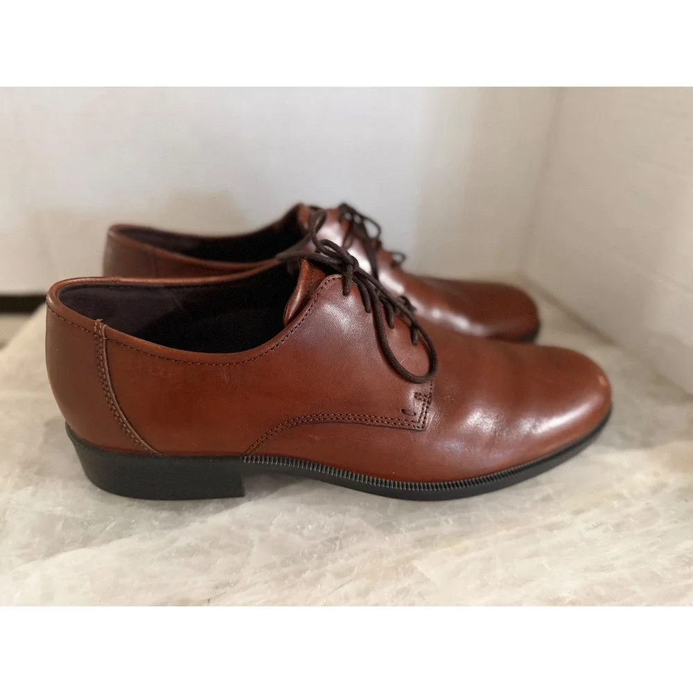 ECCO‎ Leather Oxford Shoes Mens Brown Good Lace Up Derby Dress Shoes Size us 13